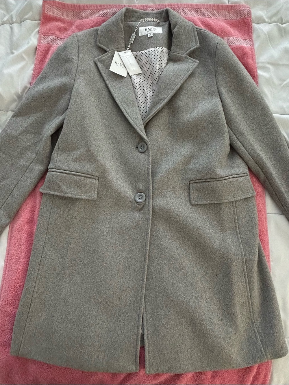 Halite Grey Single-Breasted Wool Peacoat